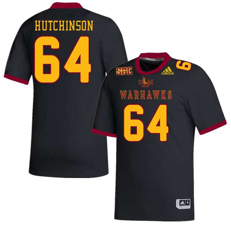 #64 Drew Hutchinson Louisiana-Monroe Warhawks College Football Jerseys Stitched-Black